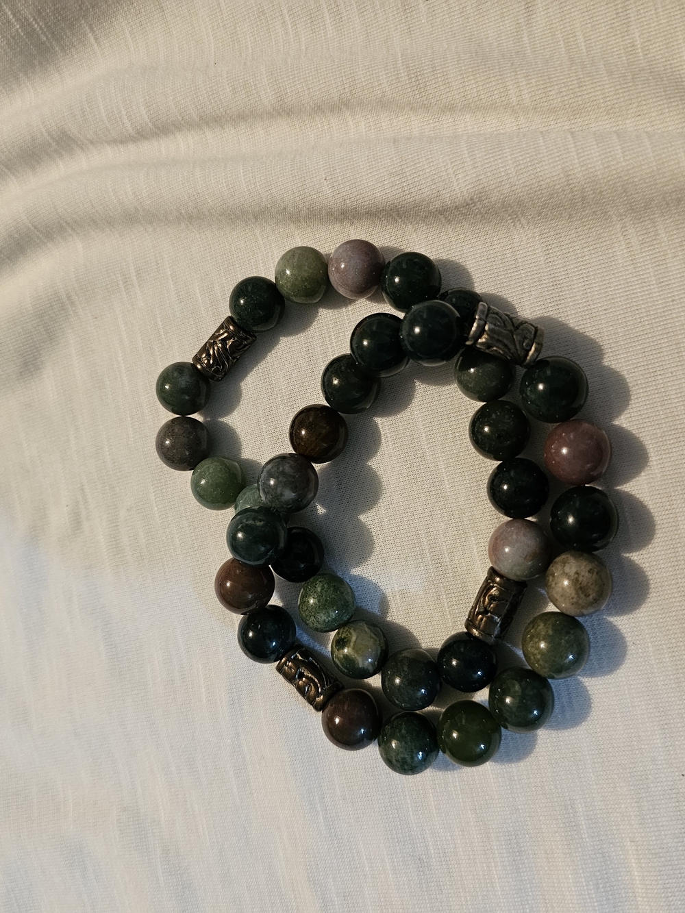 Natural Green Mixed Stone Beaded Bracelet - Unbranded